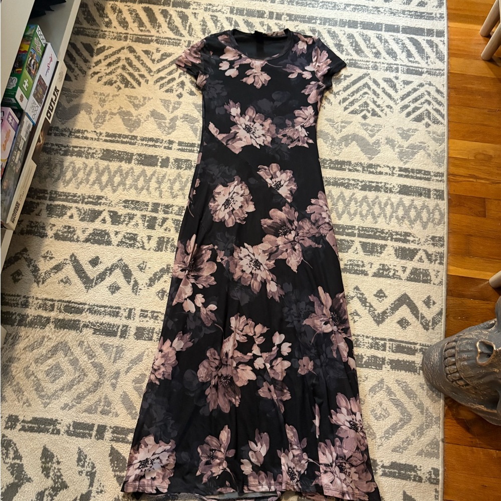 Rachel Zoe Floral Black and Pink Maxi Dress